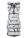 Rabanne Mini Dress With Assembled Mirrored Faux Leather Elements In Grey