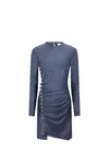 Rabanne Short Asymmetric Dress Metallic Texture In Grey