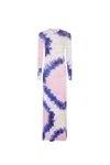 Rabanne Printed Stretch Viscose Long Dress In Multicolour