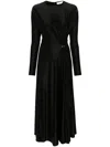 Rabanne Long-sleeve Gathered Midi Dress In Black In P Black