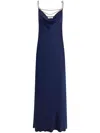 Rabanne Chain Strap Satin Finish Floor-length Dress In P Deep Navy