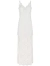 Rabanne Ivory White Long Dress With Lace-effect In P Ivory
