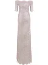 Rabanne Off-the-shoulder Twist-front Metallic Lace Maxi Dress In Silver