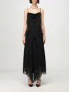 Rabanne Women's Crepe Fringe Cowl Neck Midi Dress In Black