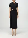 Rabanne Asymmetrical Neckline Midi Dress With Cut-out Detail In Black