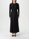 Rabanne Long-sleeve Gathered Midi Dress In Black In Black