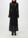 Rabanne Asymmetric Lace Maxi Dress In Schwarz