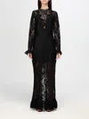 Rabanne Fitted Lace Dress With High Collar In Schwarz