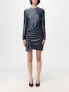 Rabanne Viscose Jersey Mini Dress W/ Buttons In Grau