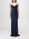 Rabanne Chain Strap Satin Finish Floor-length Dress In Navy