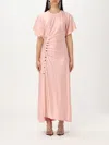 Rabanne Women's Jersey Flutter-sleeve Asymmetric Drape Midi Dress In Pink