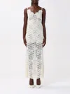 Rabanne Ivory White Long Dress With Lace-effect In White