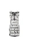 Rabanne Mini Dress With Assembled Mirrored Faux Leather Elements In Silver