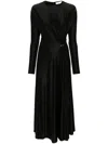 Rabanne Long-sleeve Gathered Midi Dress In Black