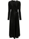 Rabanne Long Dress Draped Detail In Black