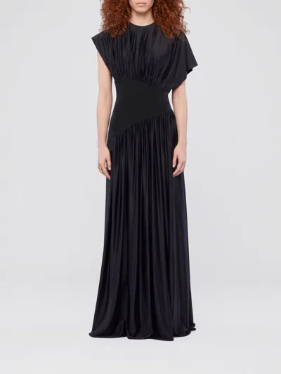 Rabanne Asymmetric Gathered Satin Maxi Dress In Black