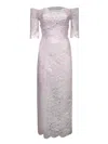 Rabanne Off-the-shoulder Twist-front Metallic Lace Maxi Dress In Silver