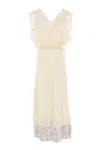 Rabanne Lace Inlay Sleeveless V-neck Midi Dress