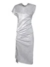 Rabanne Asymmetric Ruched Stretch-lurex Dress In Gray