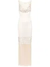 Rabanne Fringed Sleeveless Maxi Dress In Beige