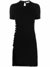 Rabanne Side Snap Ruched Asymmetric Minidress In Black