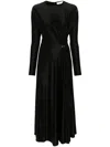 Rabanne Long-sleeve Gathered Midi Dress In Black In P Black