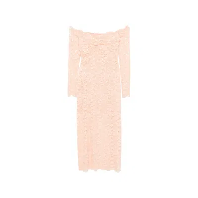 Rabanne Floral-lace Long-sleeve Midi Dress In Pink