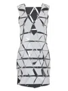 Rabanne Mini Dress With Assembled Mirrored Faux Leather Elements In Silver