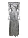 Rabanne Long Lace Dress In Silver