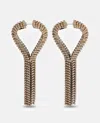 Rabanne Rhinestone Drop Earrings With Platinum Finish In Golden
