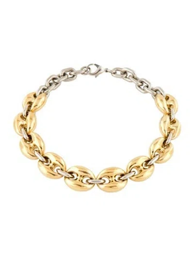 Pre-owned Rabanne Eight Chunky Two-tone Link Necklace, 16.5" In Silver