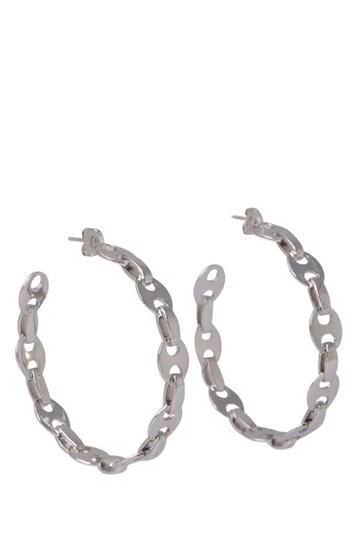 Rabanne Engraved Logo Earrings In Silver