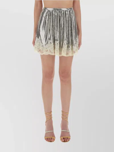 Rabanne Elastic Waistband Lace Trim Sequin Embellishment Skirt