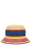 Rabanne Raffia Bucket Hat Summer Band Detail In Multi