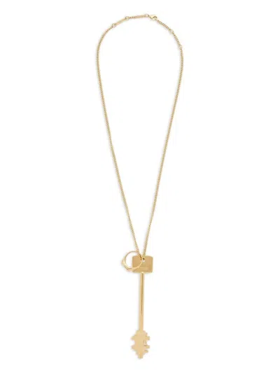 RABANNE ELONGATED GOLD KEY PENDANT NECKLACE WITH GEOMETRIC DESIGN