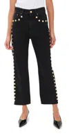 Rabanne Embellished Rigid High-rise Straight-leg Jeans In Black Denim