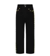 Rabanne Embellished Rigid High-rise Straight-leg Jeans In Black