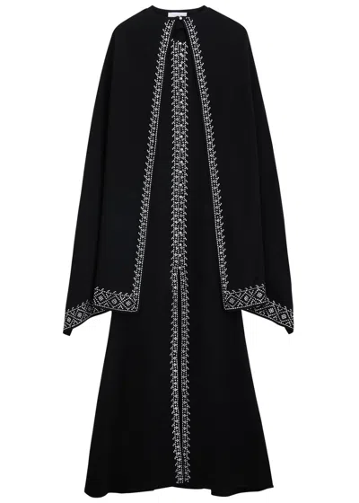 Rabanne Embellished Cape-effect Crepe Maxi Dress In Black