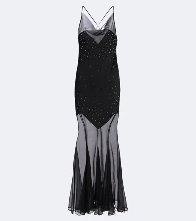 Rabanne Embellished Chiffon Maxi Dress In Black