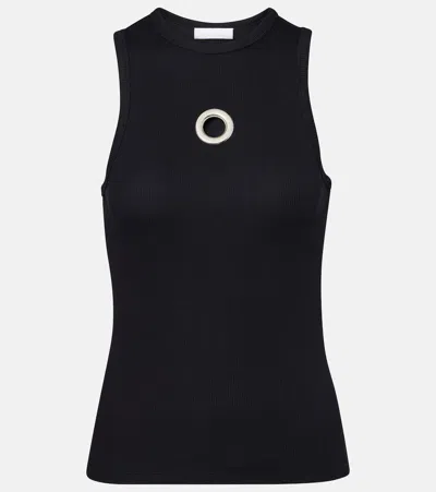 Rabanne Embellished Cotton-blend Tank Top In Black