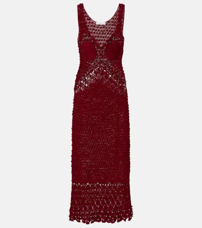 Rabanne Embellished Crochet Cotton Midi Dress In Multi