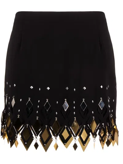 Rabanne Embellished Cut-out Crepe Miniskirt In Black