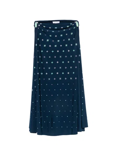 Rabanne Embellished Cut-out Skirt In Blue