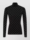 Rabanne Embellished Fitted Turtleneck Long Sleeve Top In Black