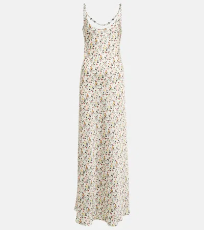 Rabanne Maxi Dress With Floral Print In Ivory Xs Rose Garden
