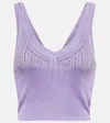 Rabanne Cropped Studded Ribbed-knit Top In Lila