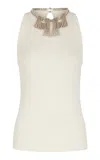 Rabanne Embellished Knitted Tank Top In White