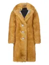 Rabanne Embellished-lapel Fur Coat In Yellow