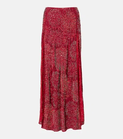 Rabanne Embellished Maxi Skirt In Red