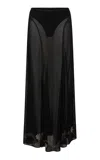 Rabanne Split-hem Lace Midi Skirt In Black